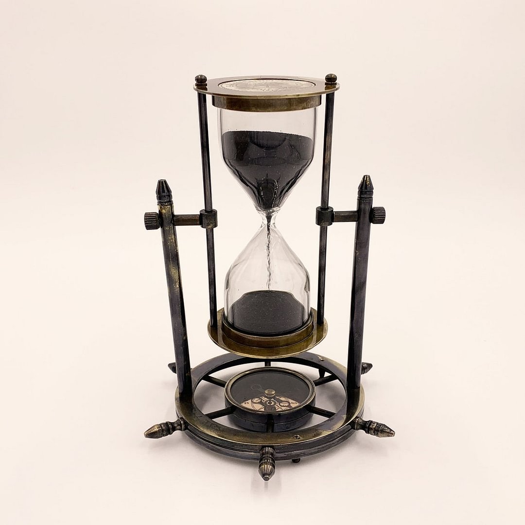⏳2023 New Year Sale🎁Vintage Nautical Sand Hourglass Compass Timer