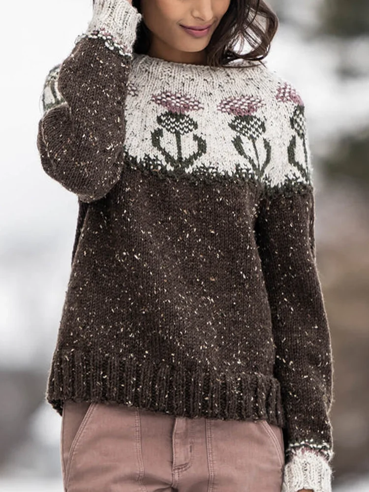 Utbros Scotland Thistle Pattern Vintage Soft Knit Sweater
