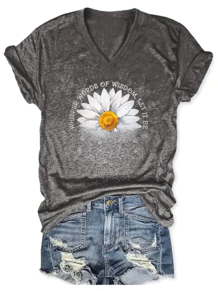 Whisper Words Of Wisdom Let It Be Print V-neck T-Shirt wearshes