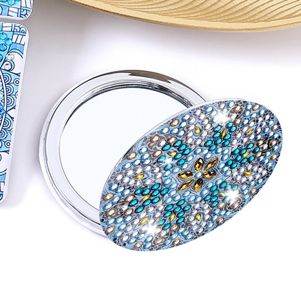DIY Mandala Diamond Painting Makeup Compact Mirror Portable Folding Purse Mirror