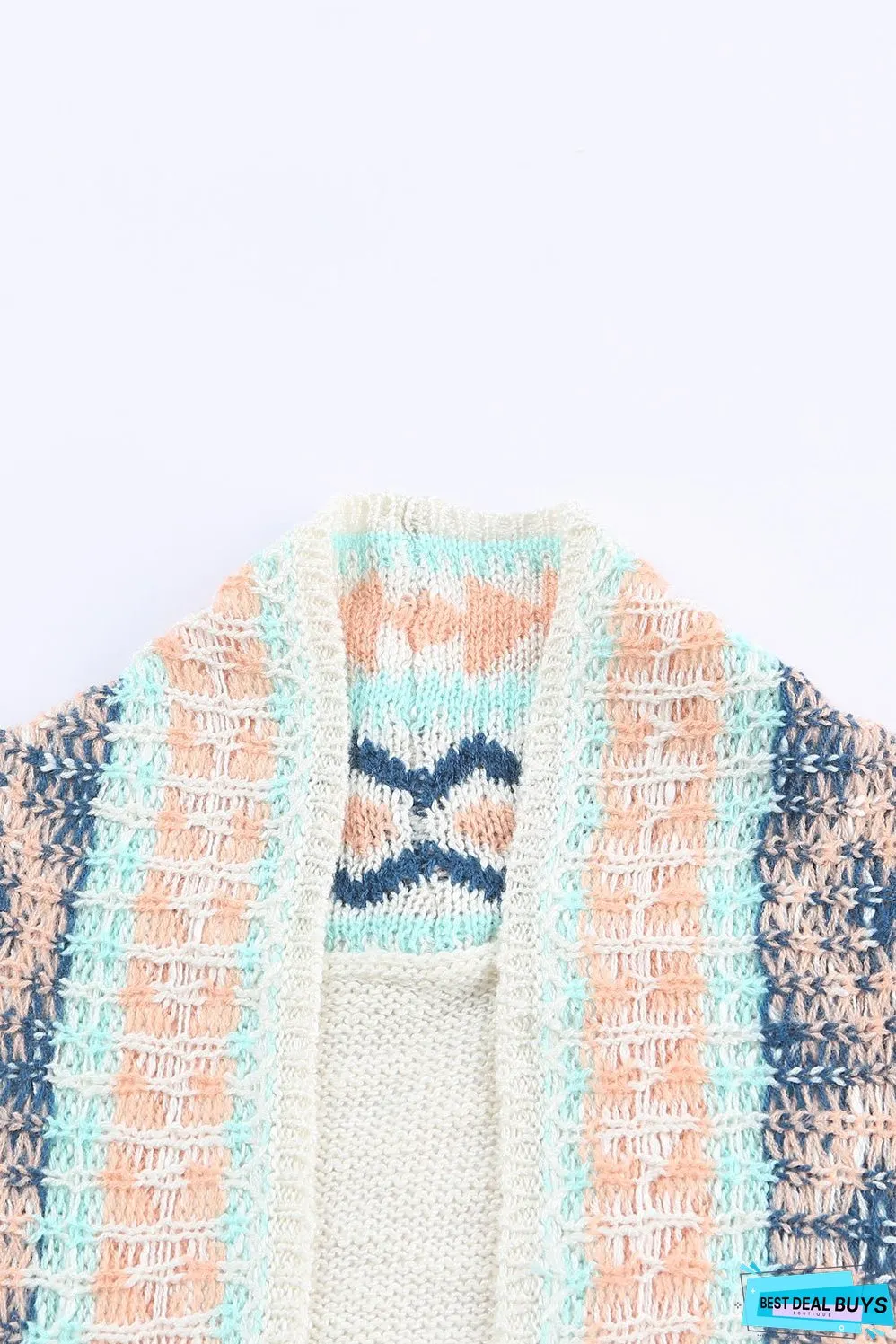 Aztec Khaki Western Print Open Front Cardigan