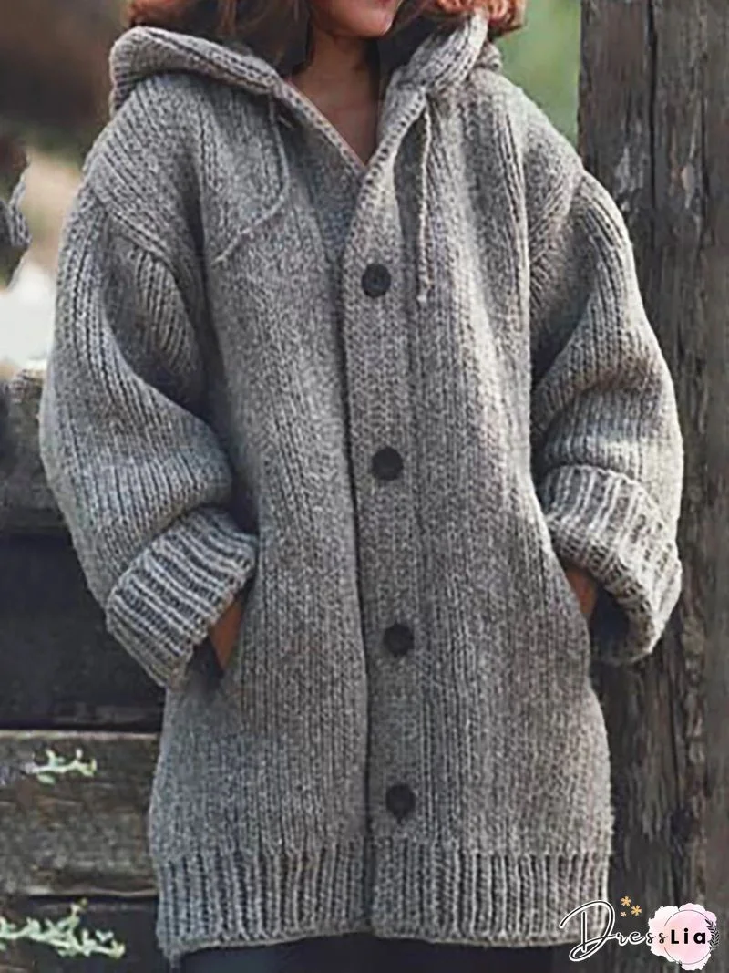 Casual Knitted Shift Solid Sweater