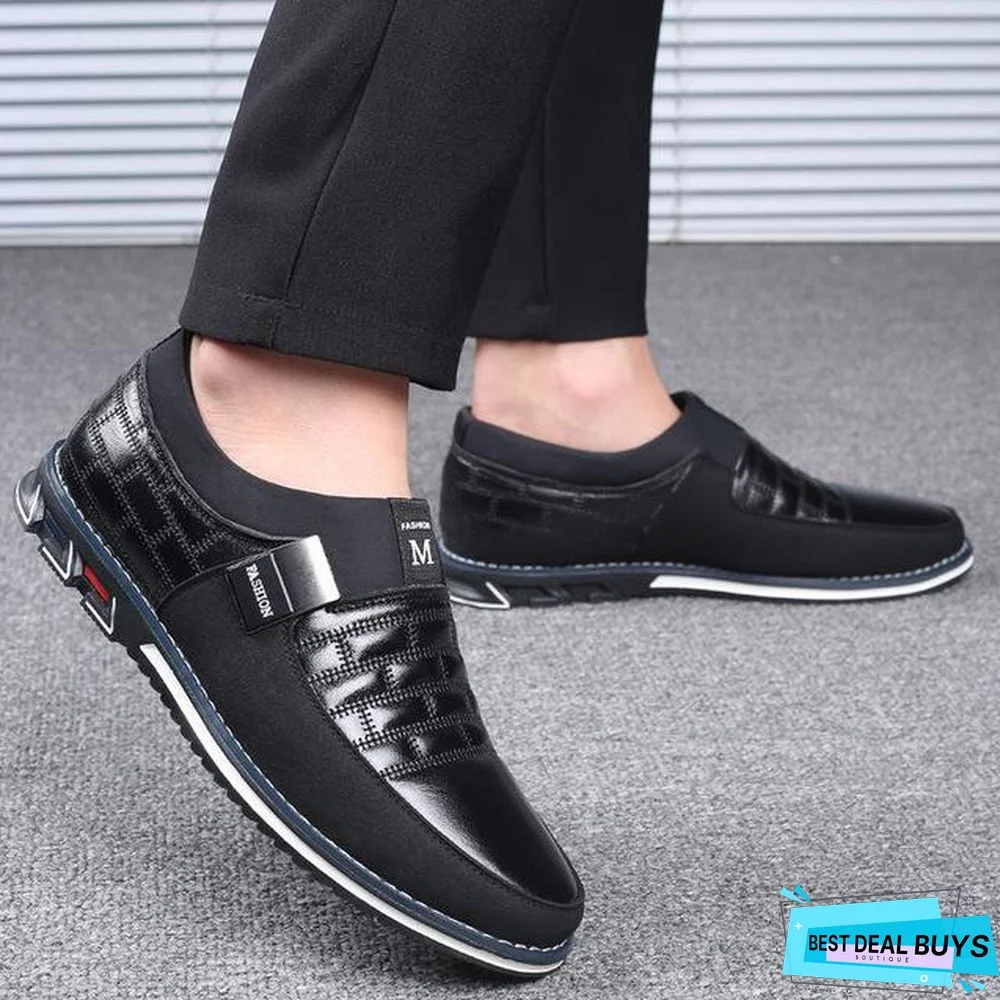 Leather Men Casual Shoes Mens Loafers Moccasins Breathable Slip On Black Driving Shoes