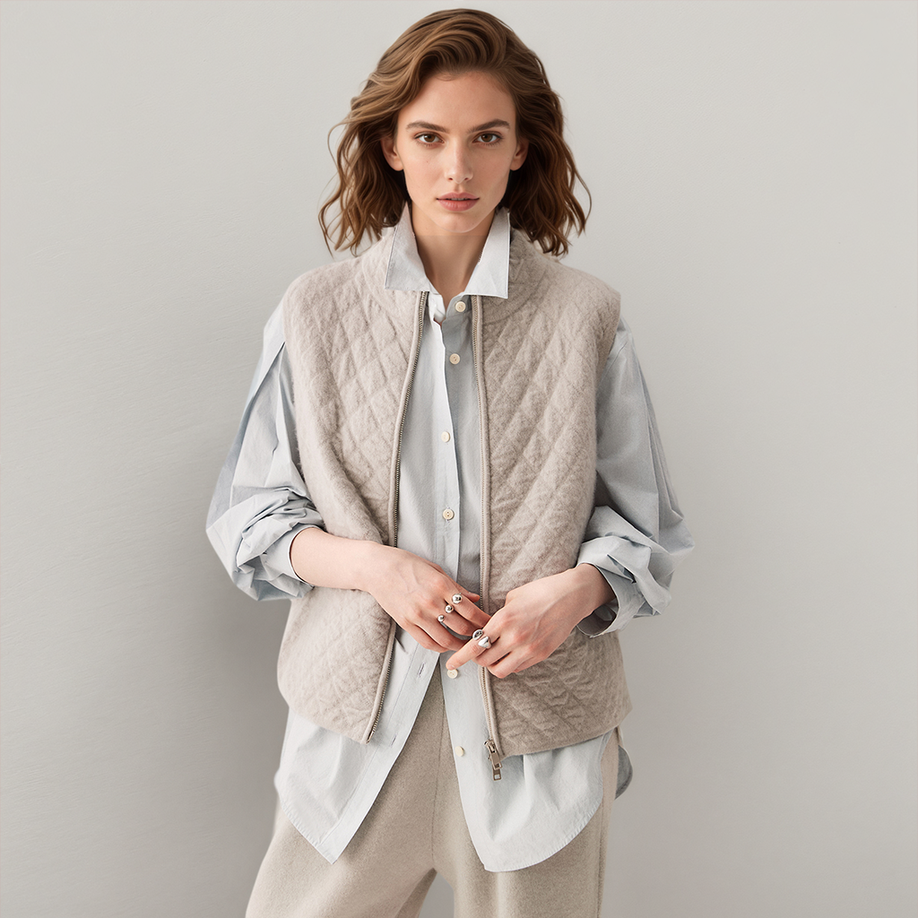 Women's Stand Collar Cashmere Vest REAL SILK LIFE