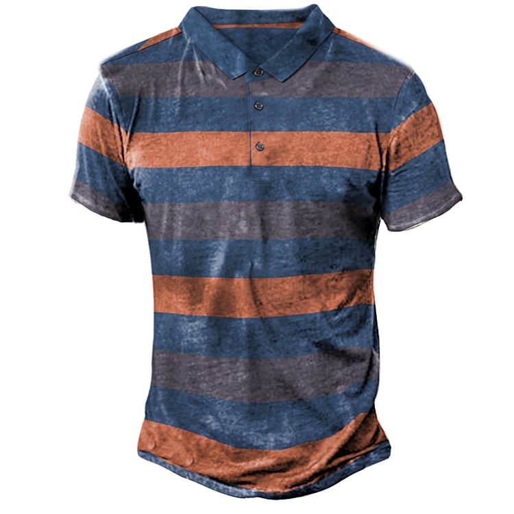 Men's Cotton Striped Short Sleeve POLO Shirt