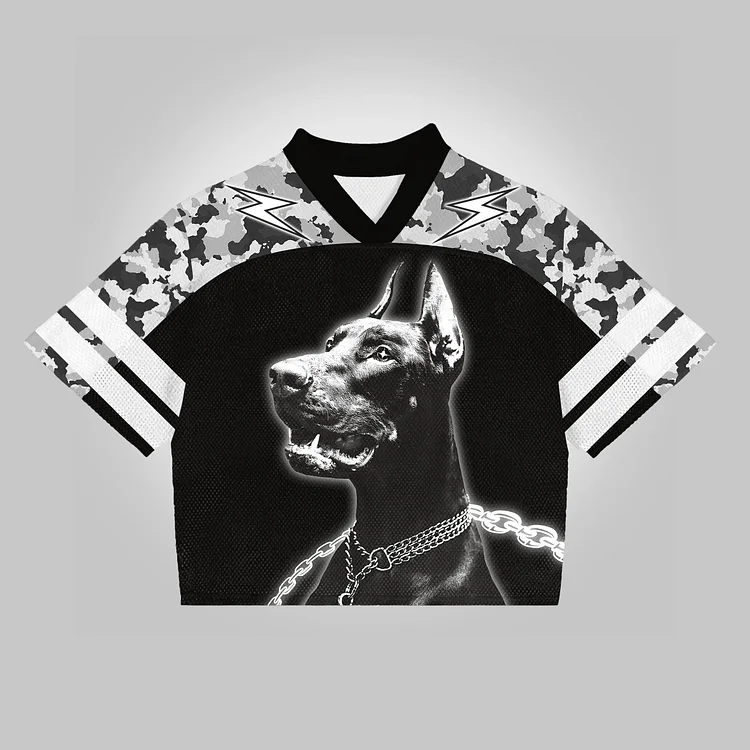 Vintage Doberman Graphics Blokecore Blokette Jerseyfit V-neck T-shirt