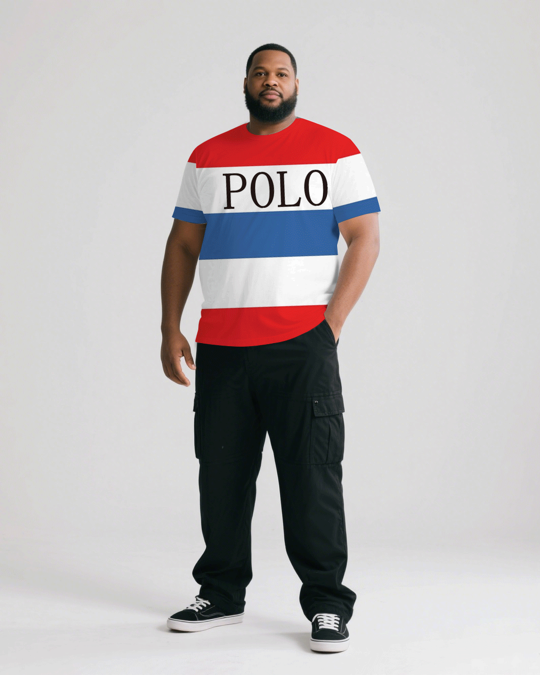 Big & Tall Blue Colorblock Polo T-Shirt Pants Couple Set