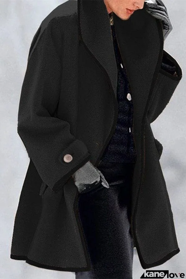 Febecool Button Down Lapel Pocket Long Sleeved Coat