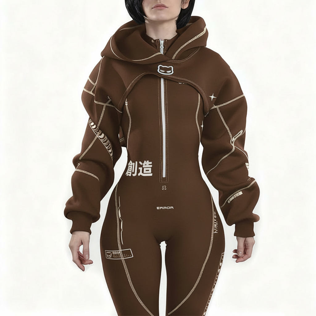 Cyberpunk Futuristic Mechanical Style Women's Sports Yoga Outfit Set