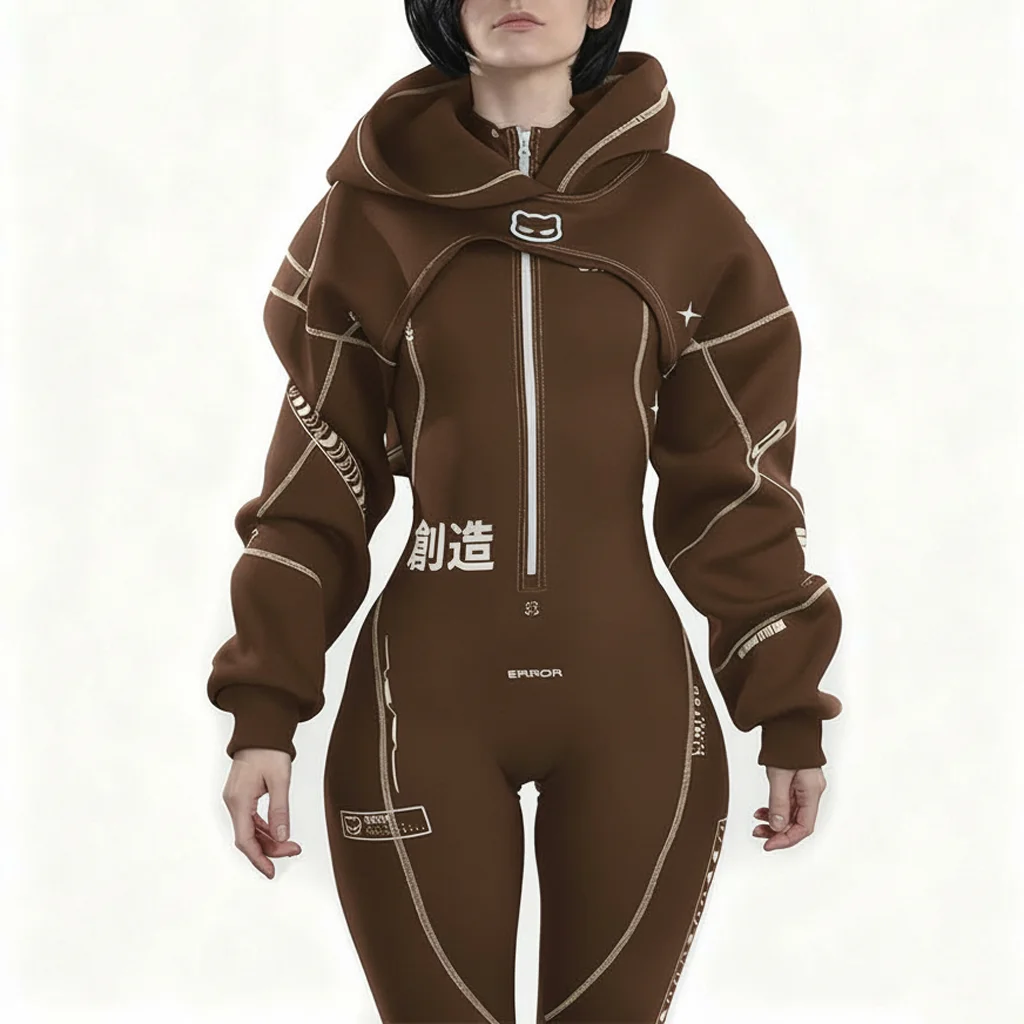 Cyberpunk Futuristic Mechanical Style Women's Sports Yoga Outfit Set