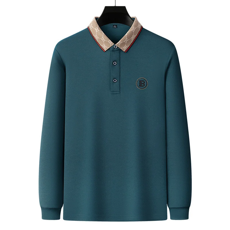 Autumn New Solid Color Long Sleeved Fashionable Men's Polo Shirt