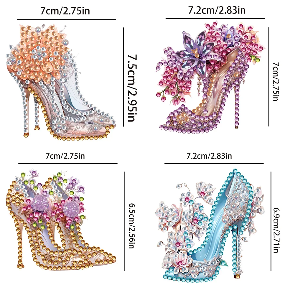 4pcs High Heel DIY Diamond Painting Brooch Brooch Jewelry Kit DIY Diamond Pins