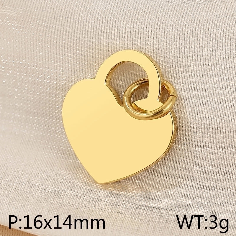 Basic Heart Shape Stainless Steel 18K Gold Plated Enamel Charms