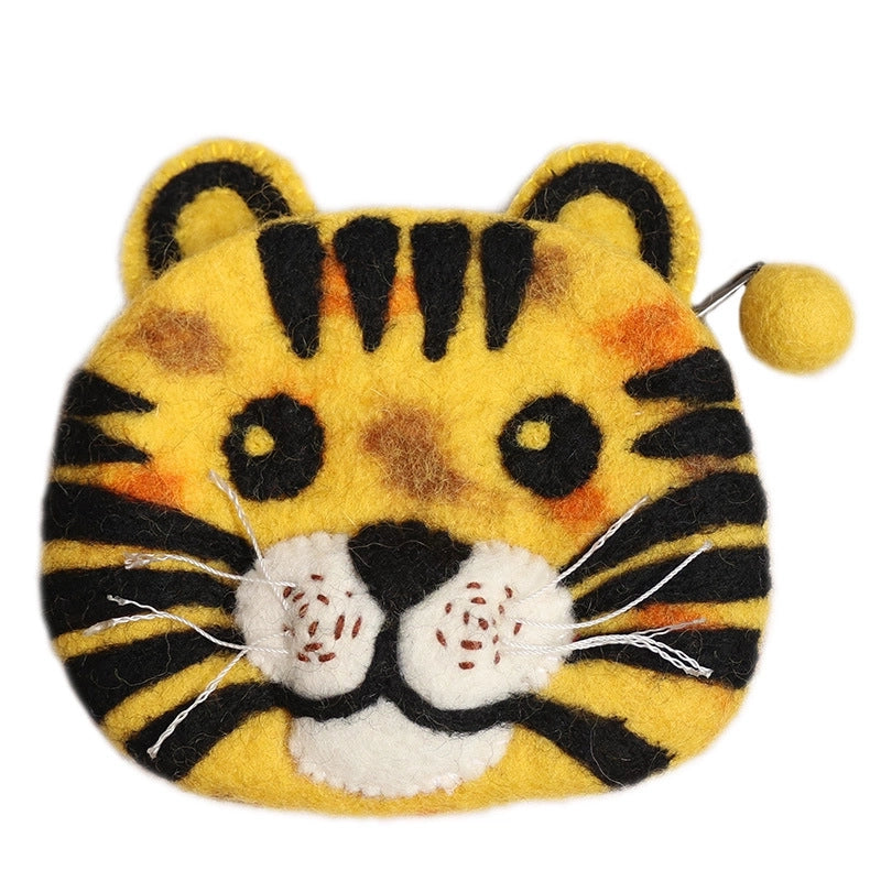 Unisex Animal Cartoon Wool Felt Zipper Coin Purses