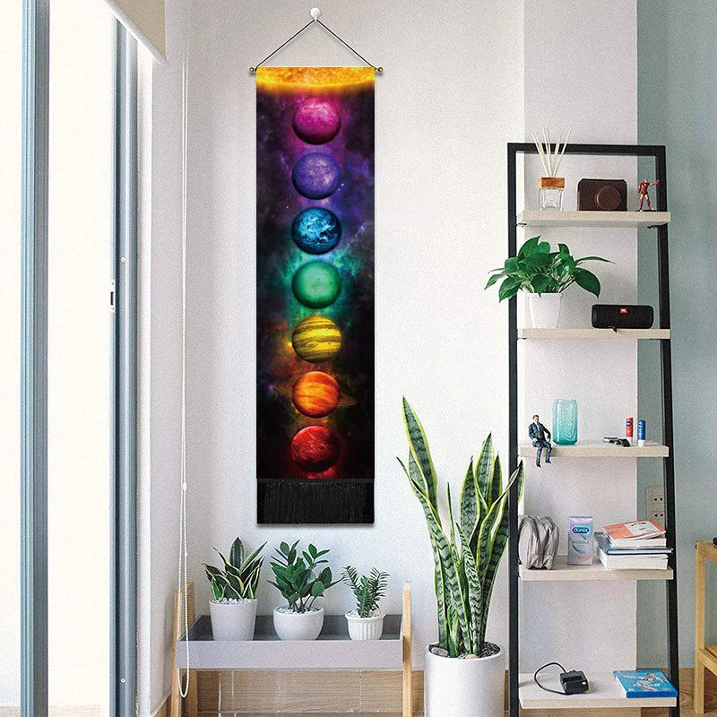 Moon Phases Tapestry Wall Art Hanging Tarot Witchcraft Tapestries HD Printing Sun Moon Tapestry Psychedelic Decor Tassel Carpet