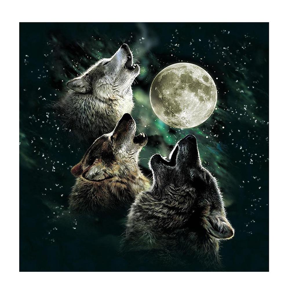 

30*30CM - Moon Wolf - Round Drill Diamond Painting, 501 Original