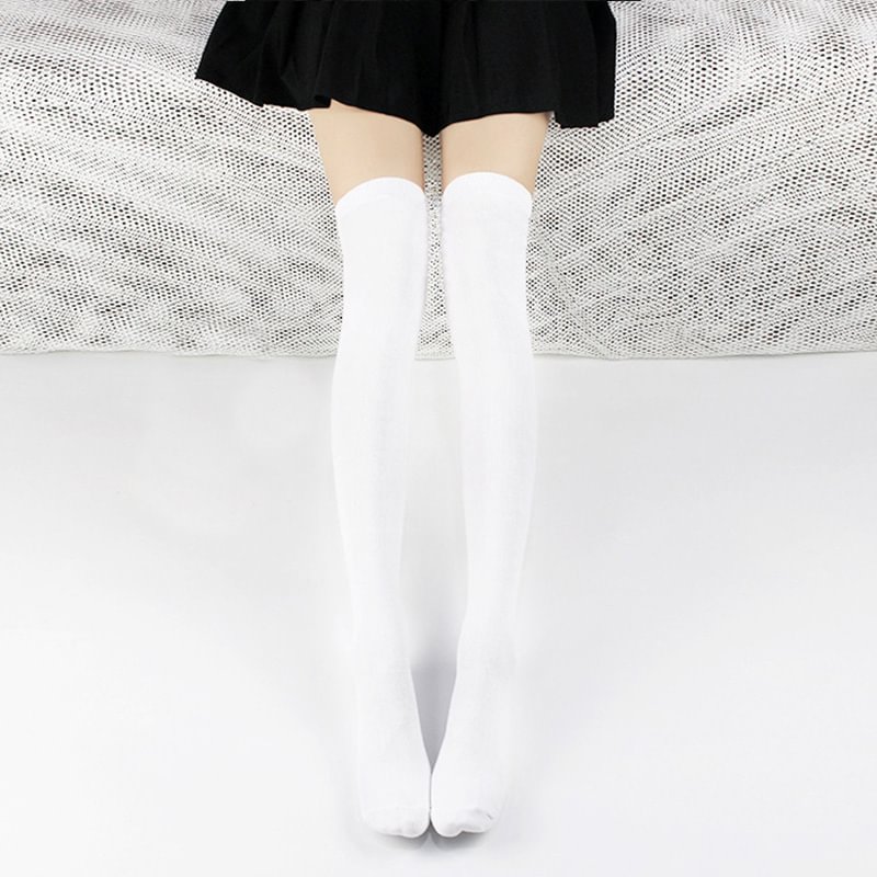 Campus style white high compression socks