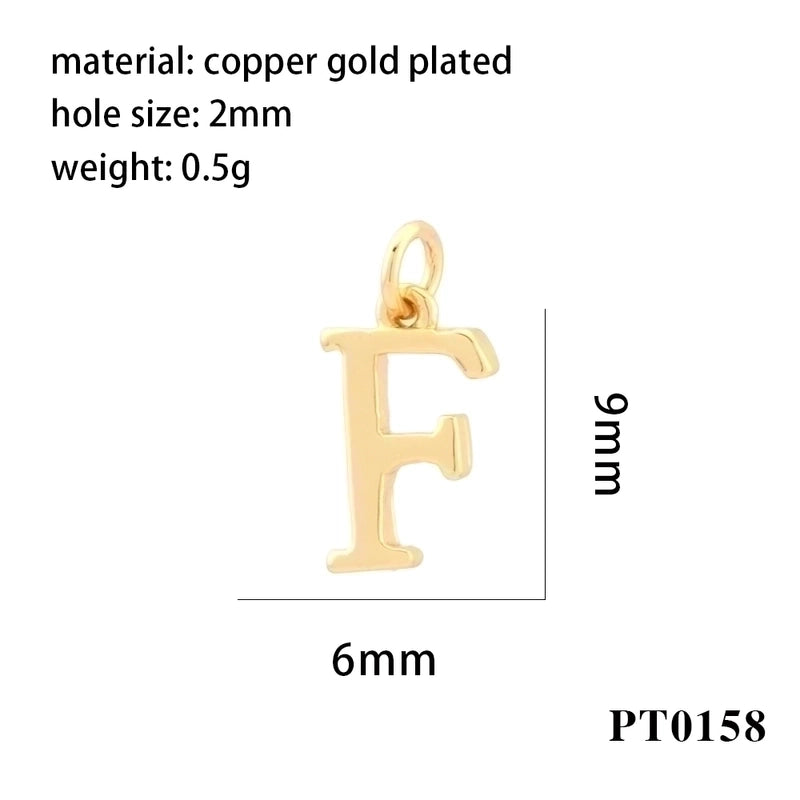 Minimalist Letter Copper Plating 18k Gold Plated Charms