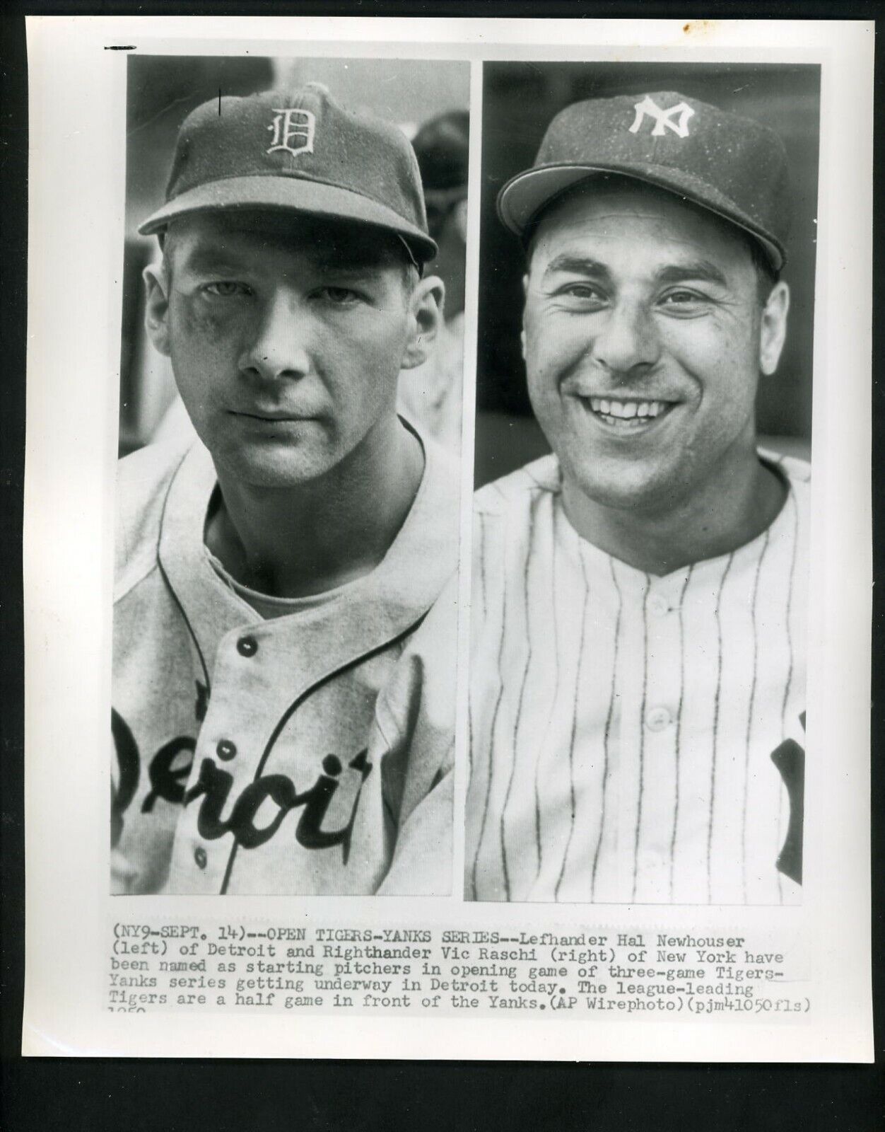 Hal Newhouser & Vic Raschi 1950 Press Photo Poster painting Detroit Tigers New York Yankees