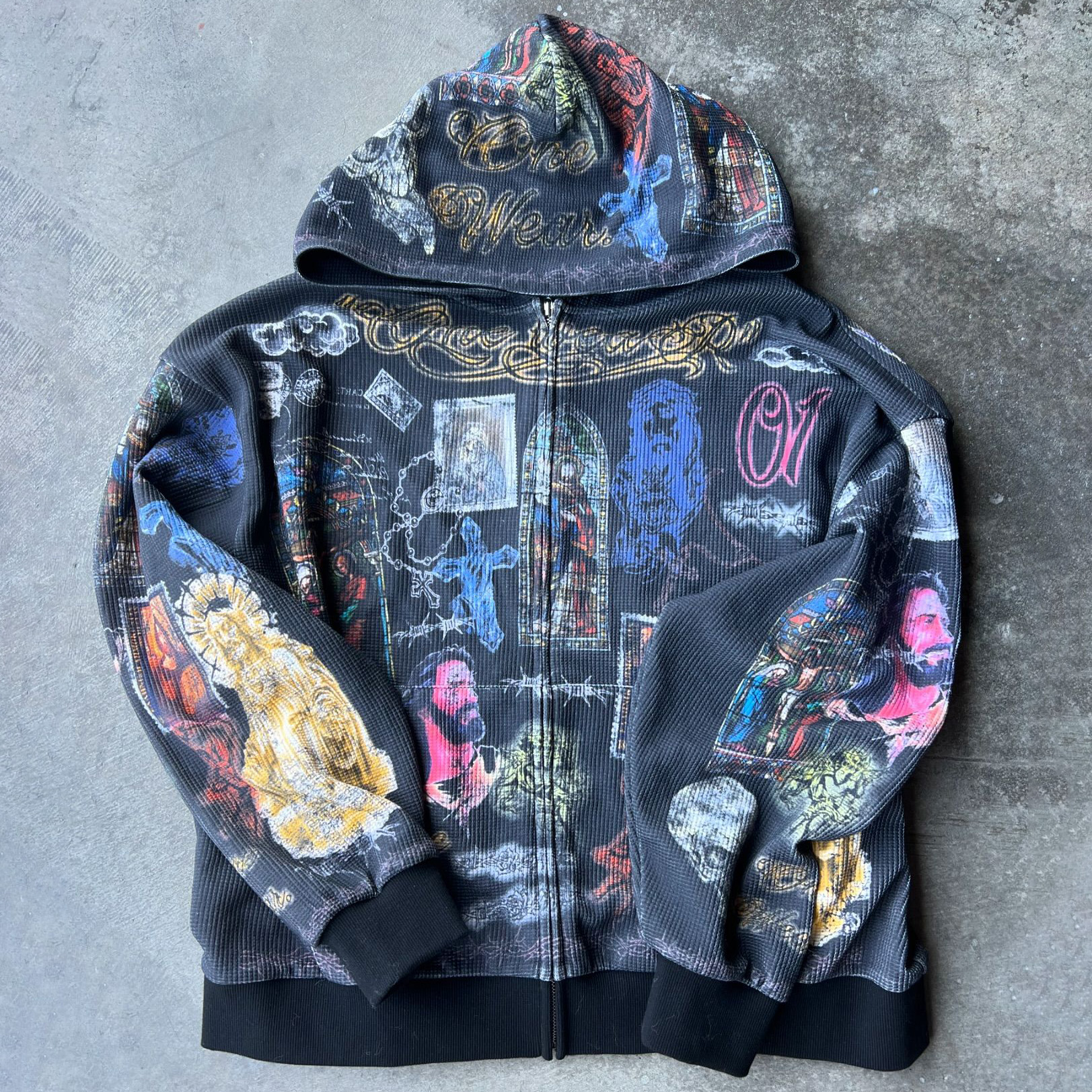 Church Multi-element Print Long Sleeve Hoodies