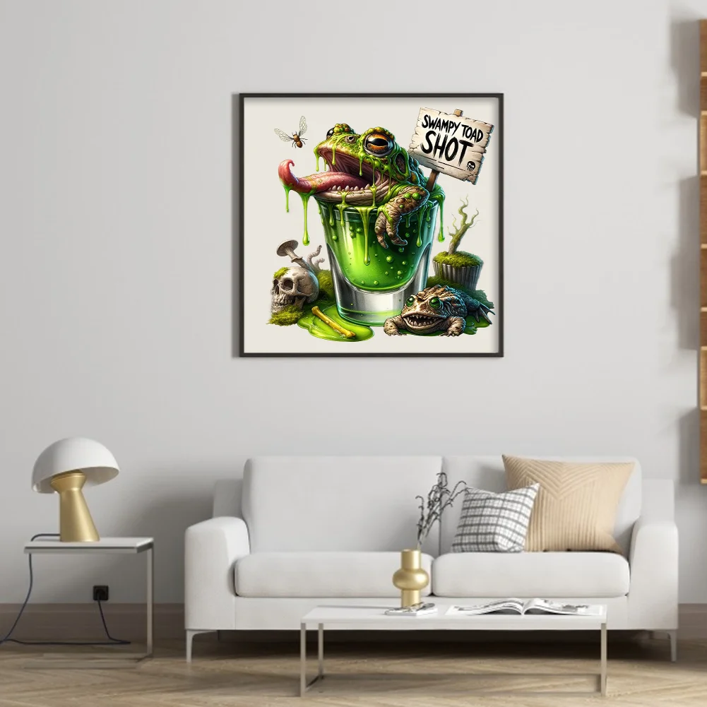 14CT Full Stamped Glass Cross Stitch - Halloween Wine(Canvas|50*50CM)