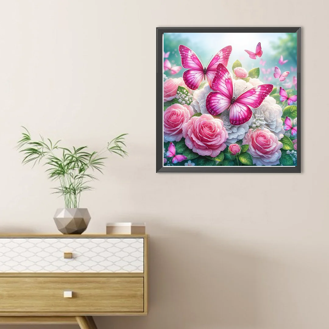 Diamond Painting - Full Round Drill - Butterfly Flower(Canvas|30*30cm)