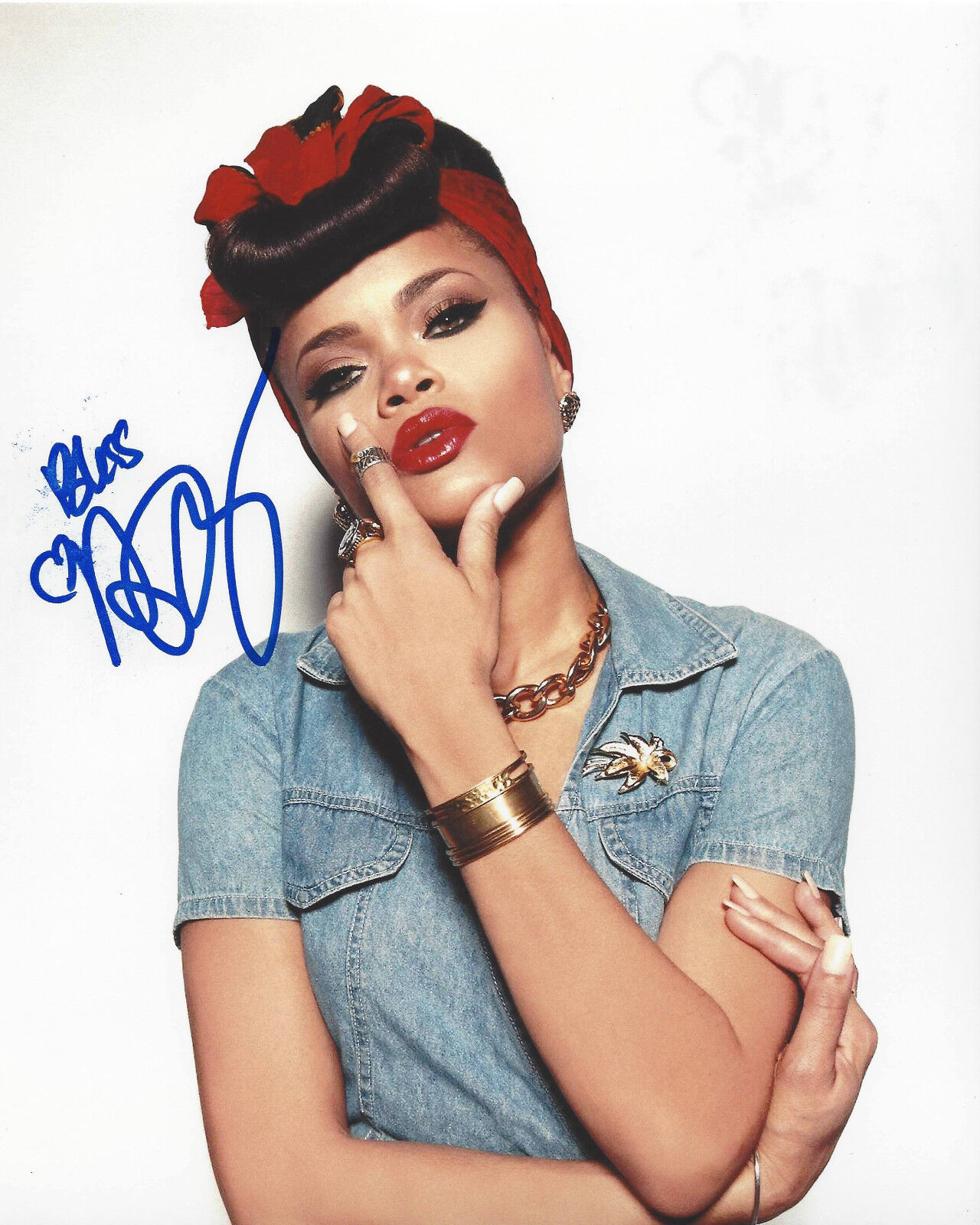 SINGER ANDRA DAY SIGNED AUTHENTIC 8X10 Photo Poster painting E w/COA CHEERS TO THE FALL PROOF