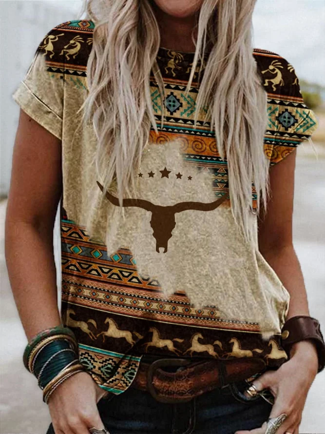 Women's Vintage Western Print T-Shirt