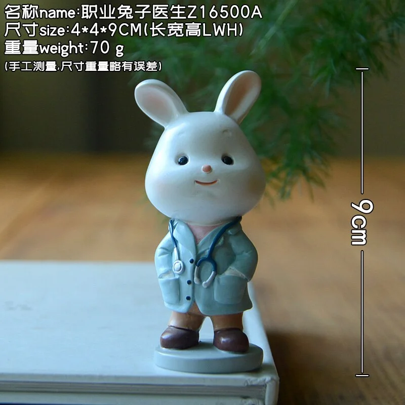 Creative Professional Bunny Ornament Rabbit Figurine Office Decoration Lovely Girl Gift Doll for Kids