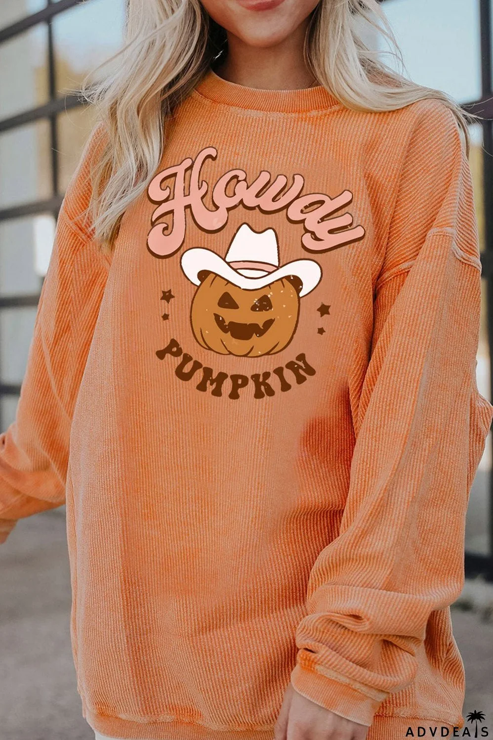 Ribbed Graphic Pumpkin Sweatshirt