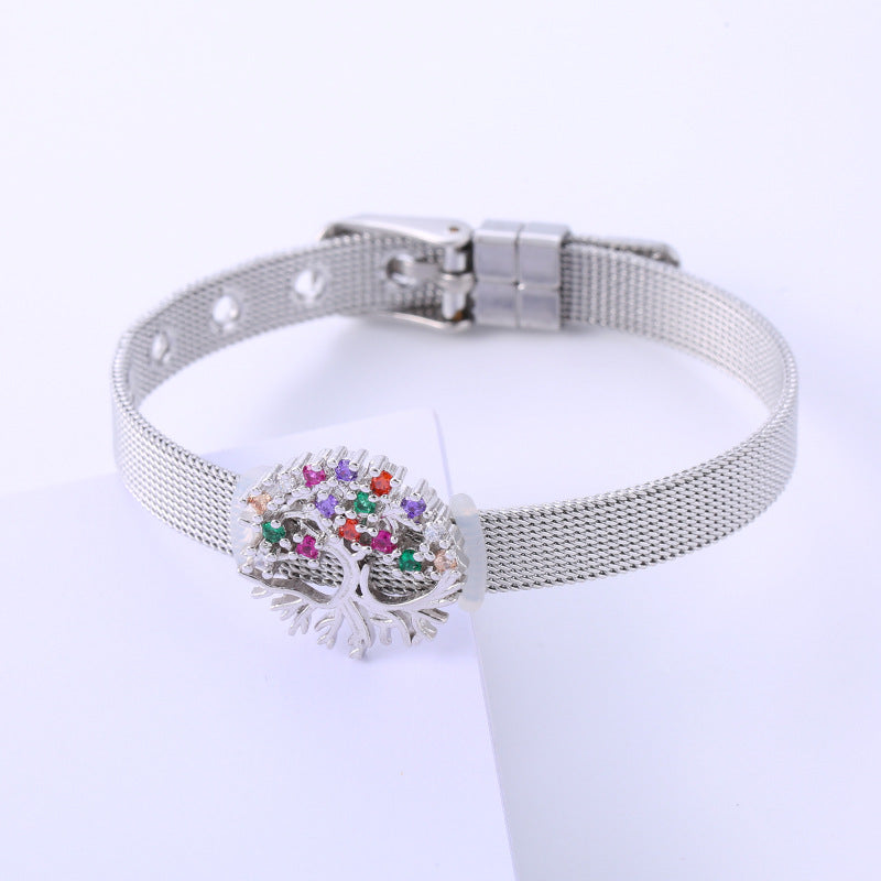 Women Versatile Totem Stainless Steel Diamond Inlay Bracelets