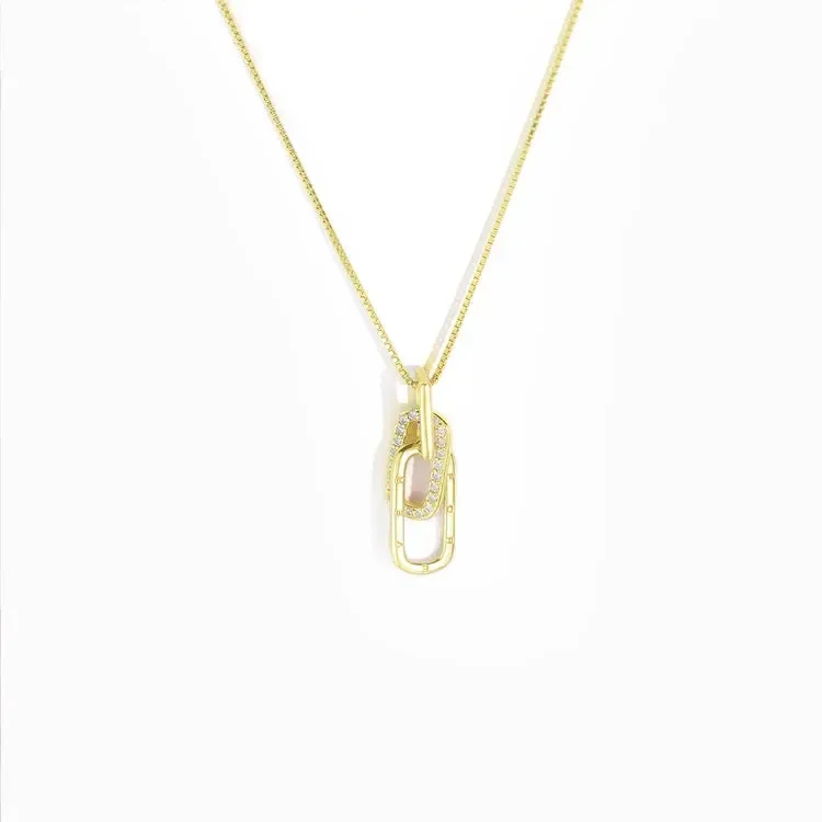 For Unbiological Daughter - S925 We Are Forever Linked Together Interlocking Necklace - Gold