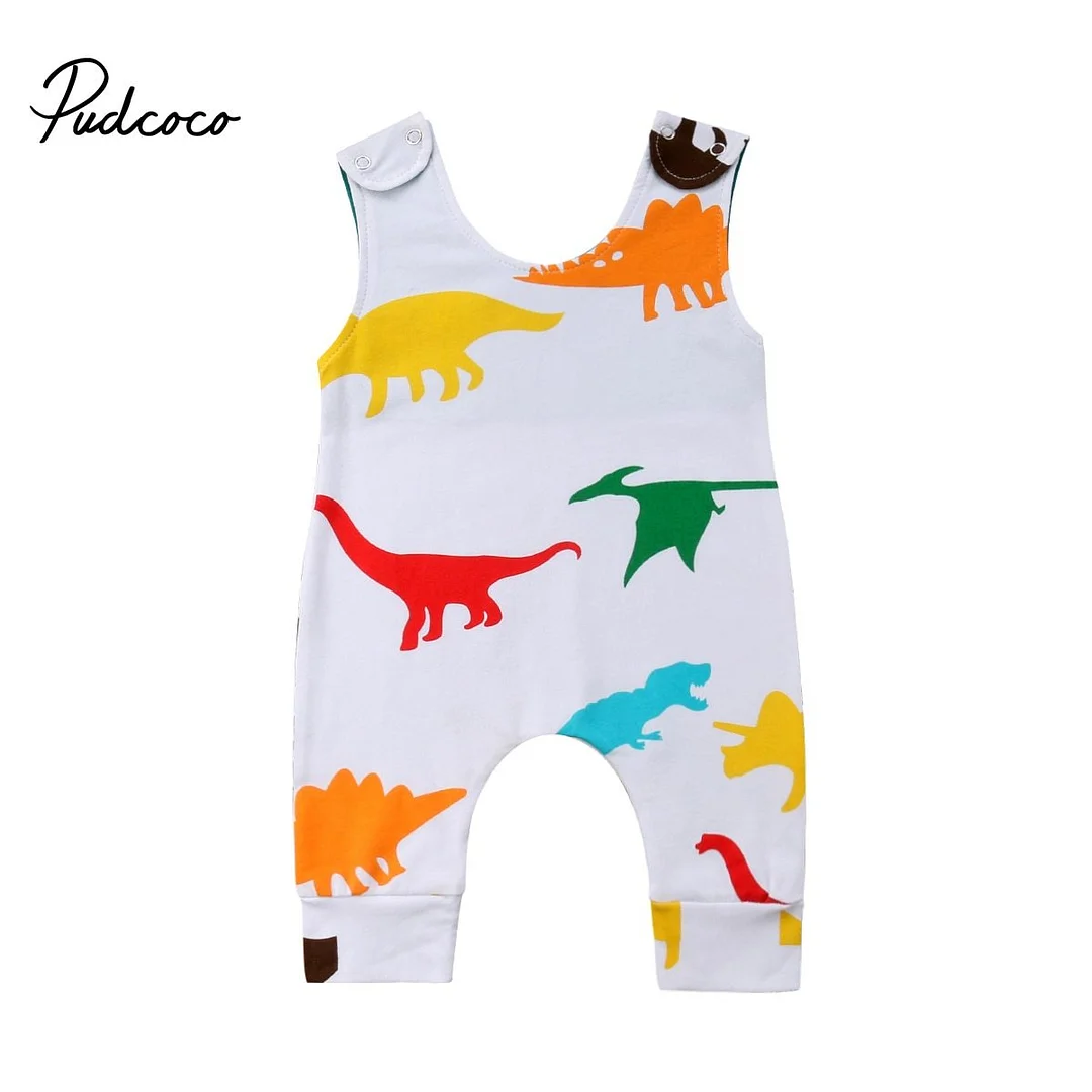 2018 Brand New Toddler Baby Girls Boys Summer Romper 0-24M Sleeveless Cartoon Dinosaur Animal Jumpsuit Sunsuit Baby Clothes