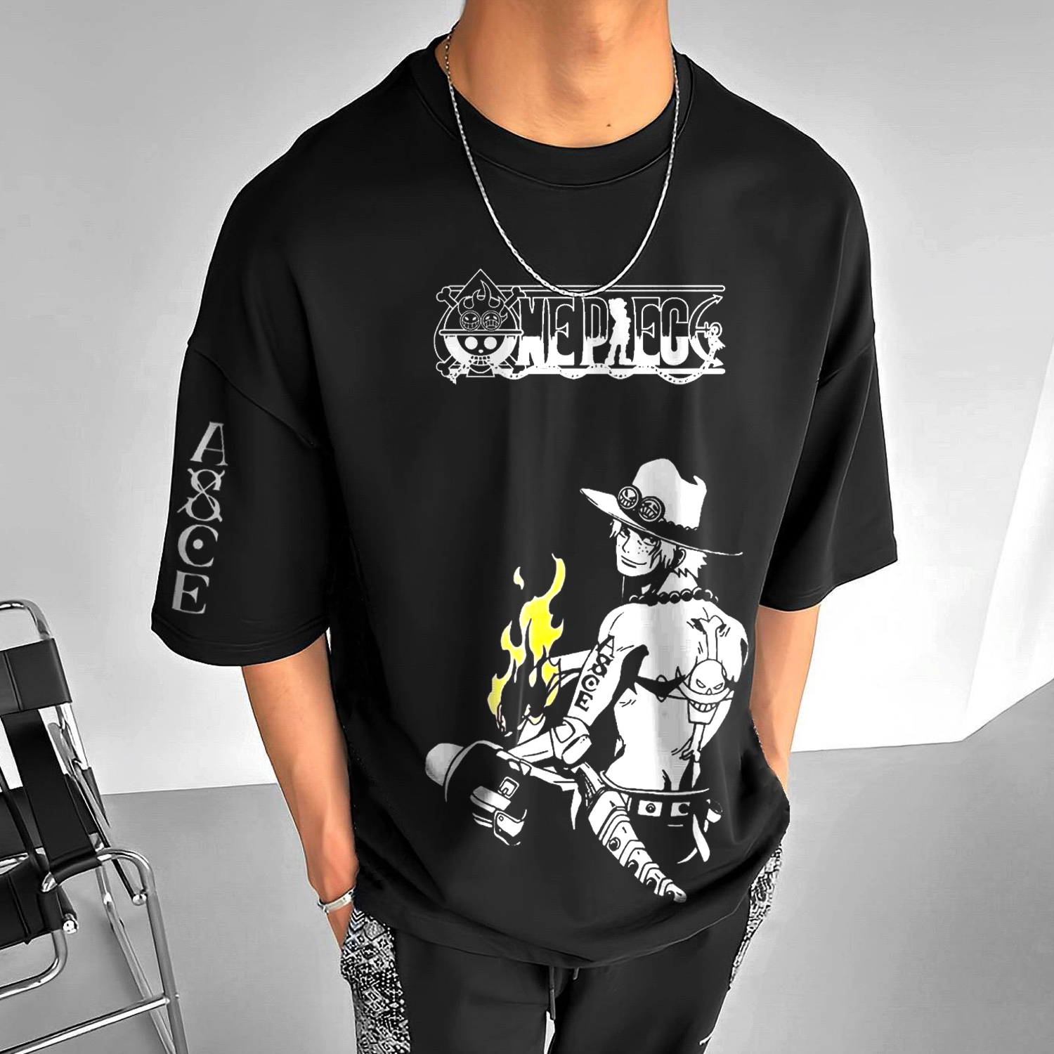  Holographic Anime Character Graphic T-Shirt for Men