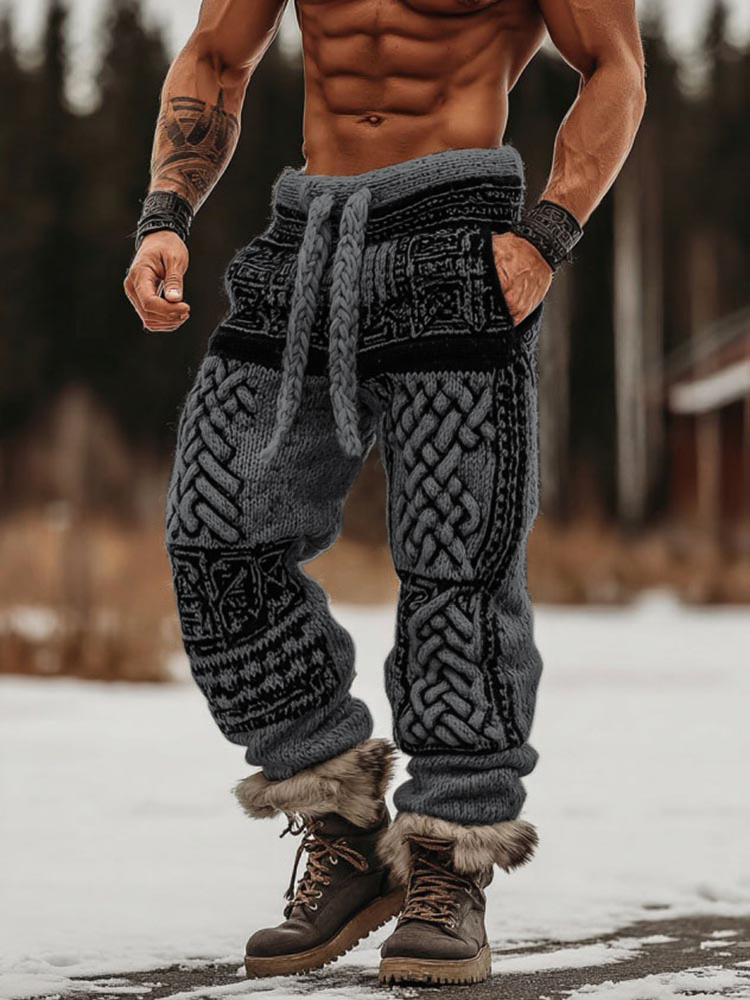 Men's Viking Celtic Knot Pattern Art Cozy Knit Sweatpants elevenforest