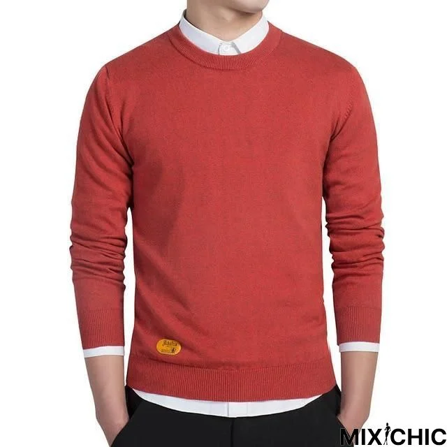 Men Cotton Pullovers O-Neck Jumper Thin Solid Knitting Sweaters Top