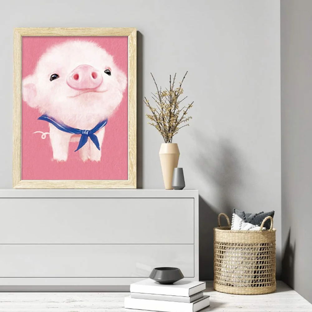 9CT Full Stamped Cross Stitch Bead Embroidery - Pig(Canvas|20*28CM)