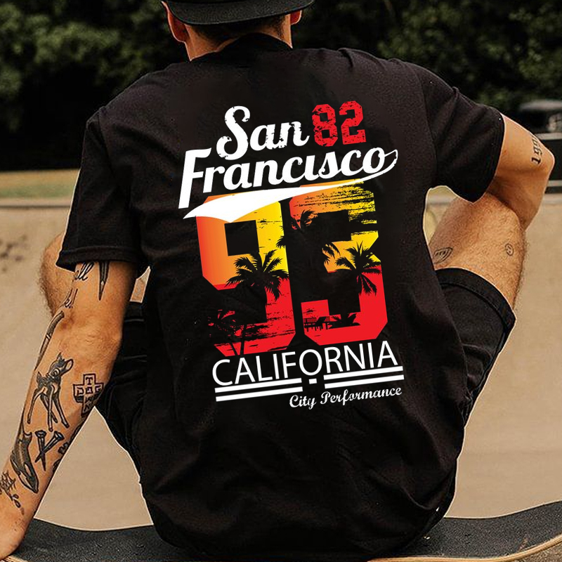 Men's Surf Print Beach Vacation Retro Vintage T-shirt
