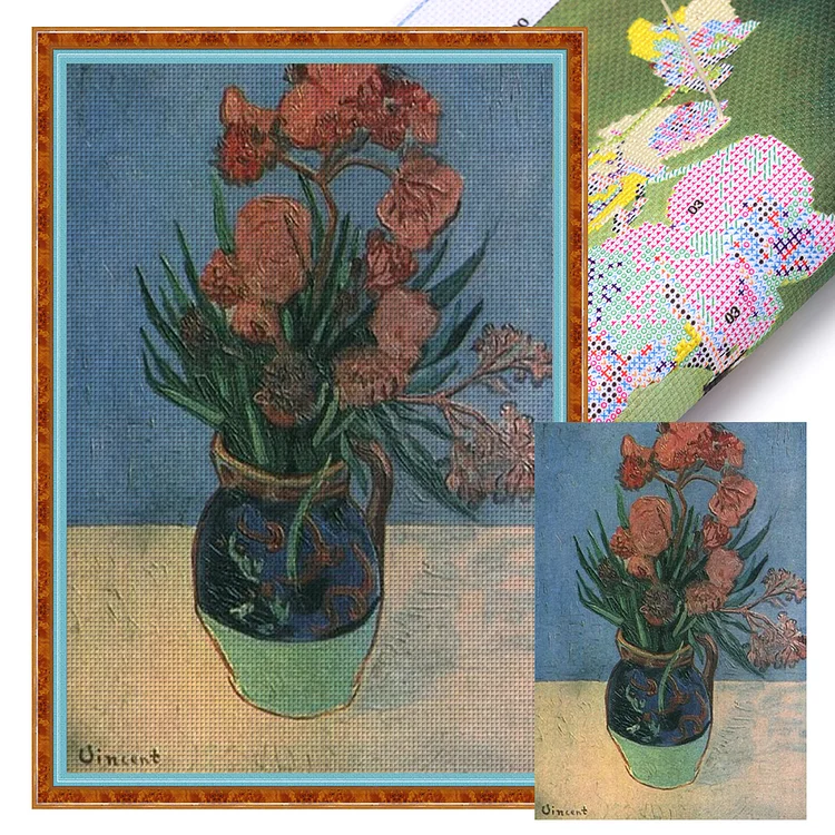 Oleander Vase 11CT Stamped Cross Stitch 50*70CM