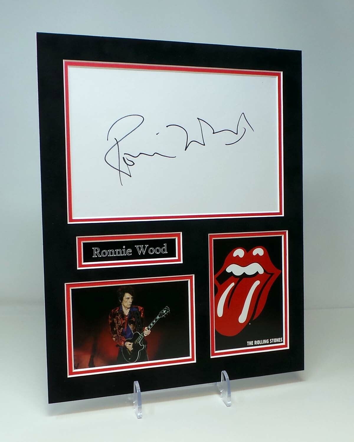 Ronnie Wood The Rolling Stones RARE SIGNED Mounted Photo Poster painting Display AFTAL RD COA