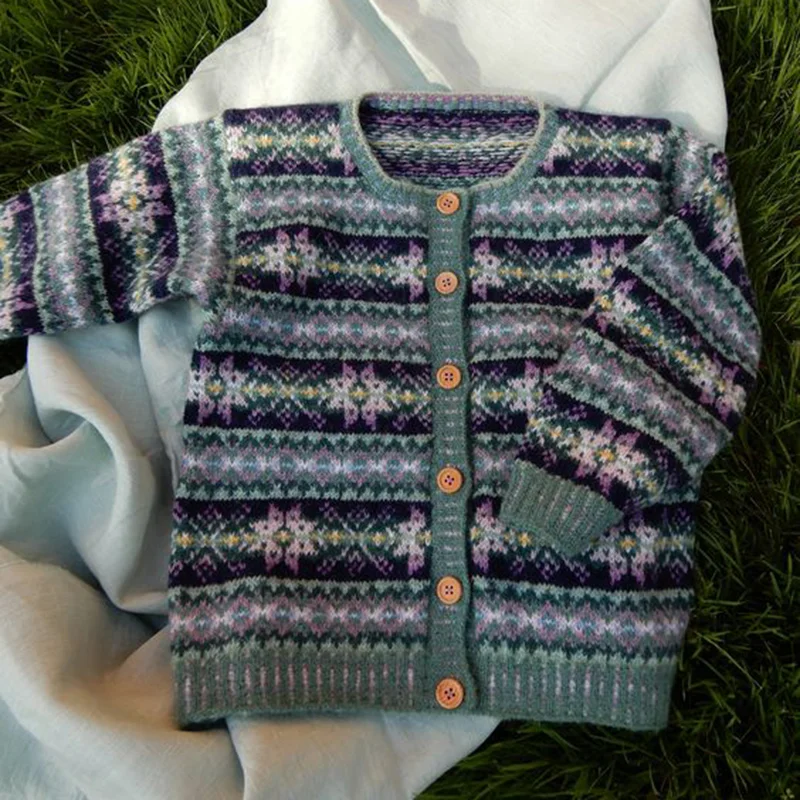 Vintage Icelandic Fair Isle Knit Jacquard Warmth Cardigan Unisex