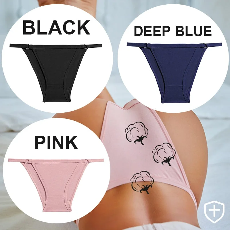 FINETOO 3PC/Set Women's Cotton Panties Underwear Metal Buckle Briefs M-2XL Female Underpant Low Waist Woman Sexy Panty Lingerie