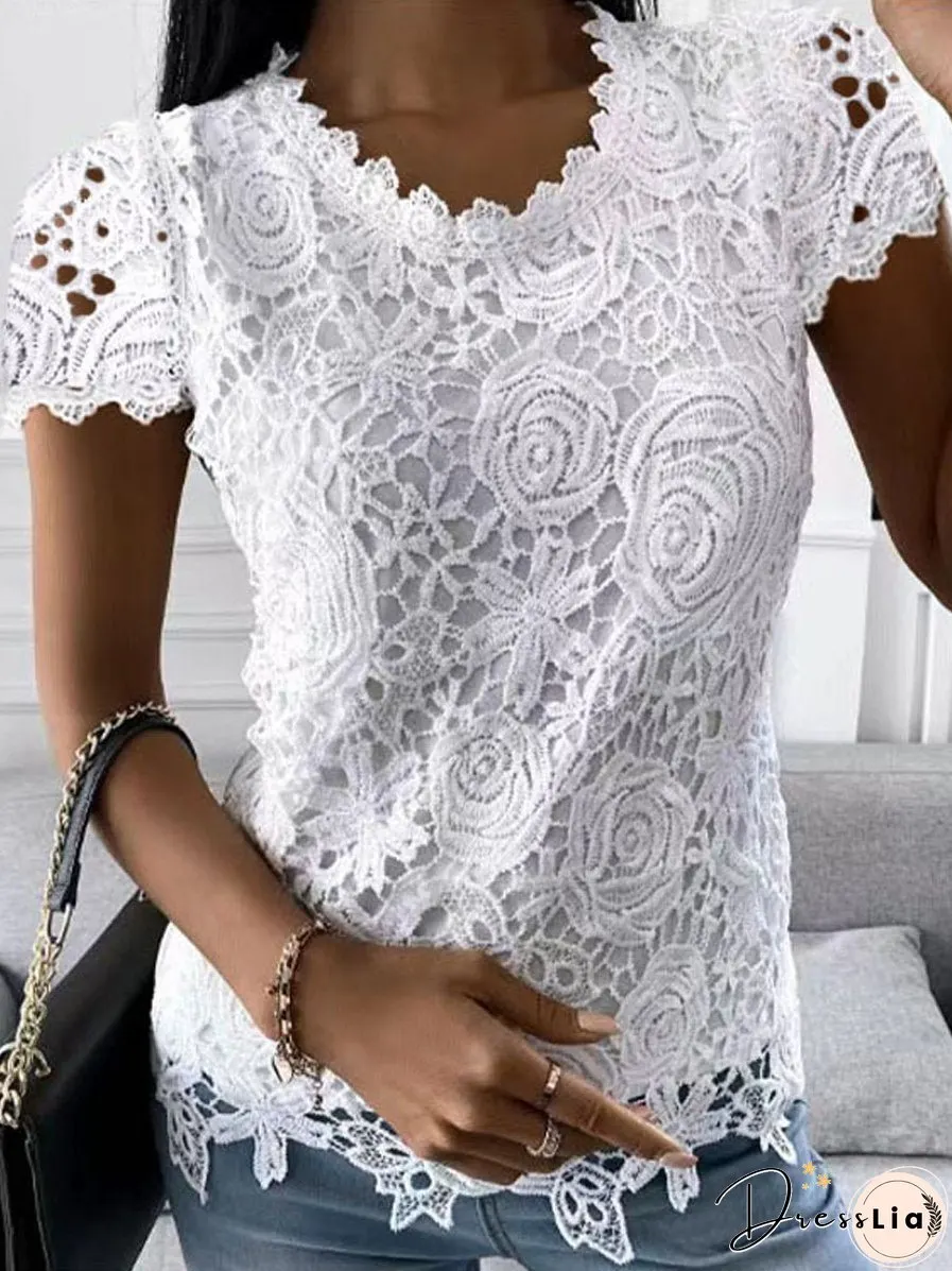Crew Neck Lace T-Shirt