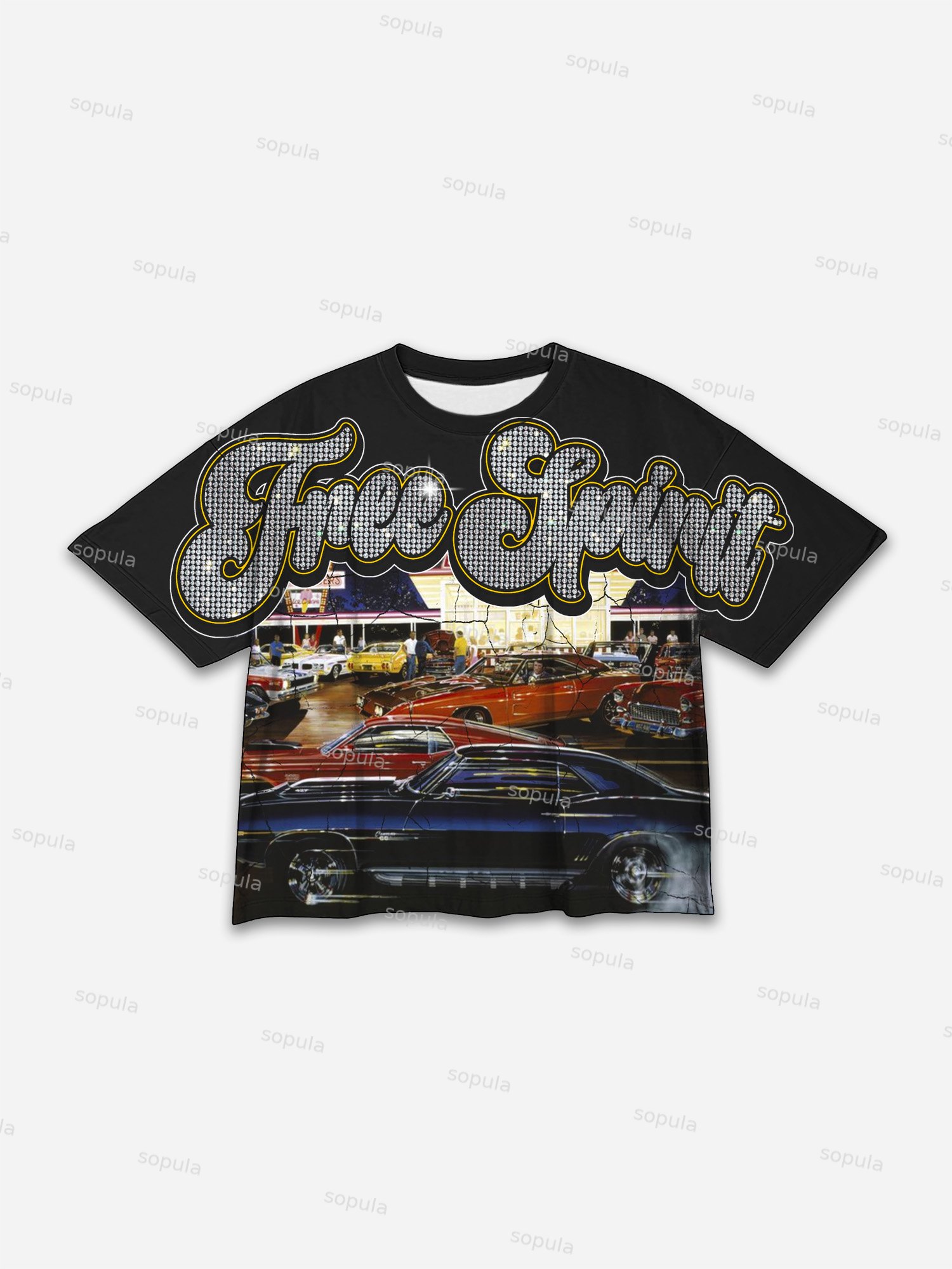 Free Spirit Car Club Vintage Graphic T-shirt - SOPULA