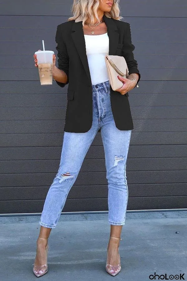 Stylish Loose Multicolor Slit Blazer