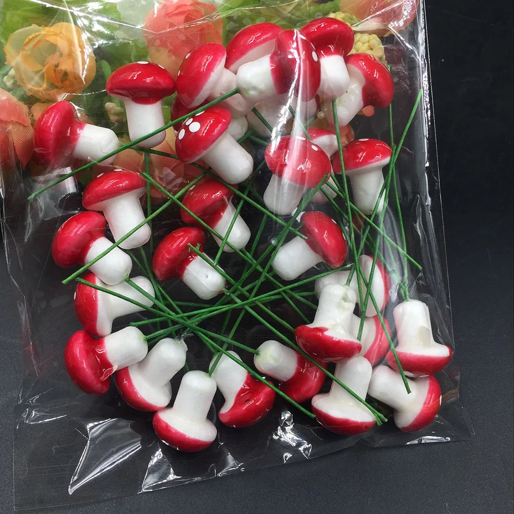 10pcs 2cm Foam Plant Mini Artificial Mushroom DIY Garden Bonsai Decor Props