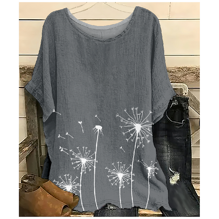 Women's Dandelion Art Print Casual Top