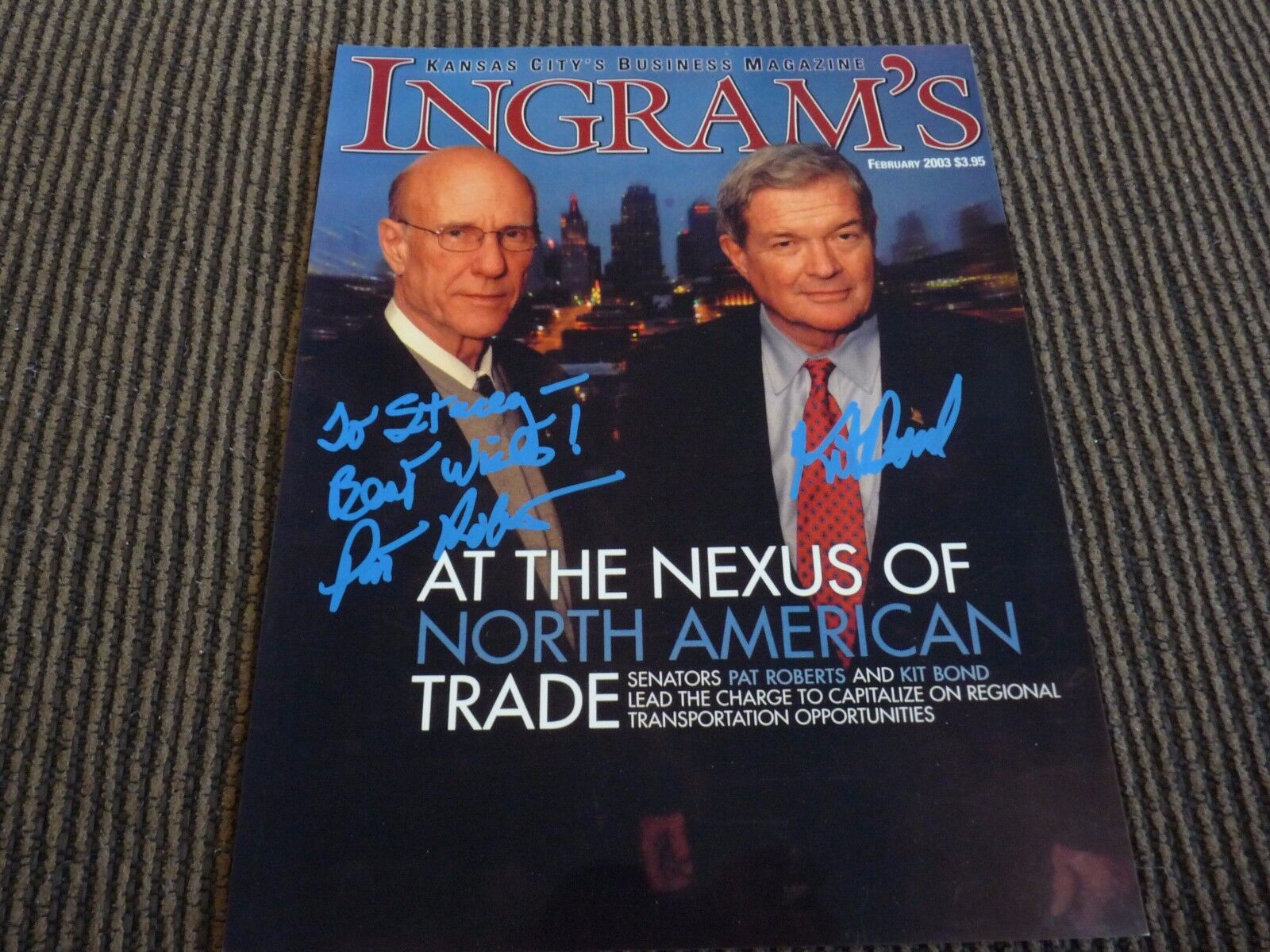 Kit Bond Dick & Pat Roberts Signed Ingrams Magazine Cover Photo Poster painting PSA Guaranteed 2