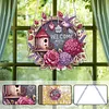 Hummingbird Welcome 5D DIY Diamond Painting Dots Pendant with Crystal Special Shape Rhinestone Diamond Art Window Hanging Ornament Single-Sided Drill 7.76x7.68inch for Home Garden Wall Door Decor