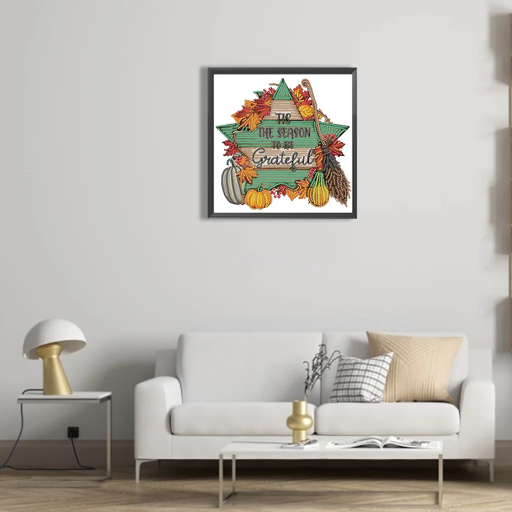 Diamond Painting - Partial Special Shaped Drill - Fall Pentagram(Canvas|30*30cm)